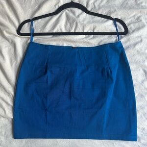 motel blue cotton mini skirt with zipper in back. new with tags
